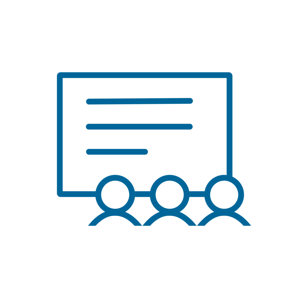 Graphik Workshop: Präsentation und drei Personen