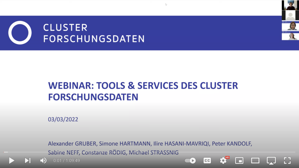 Webinar Cluster Forschungsdaten